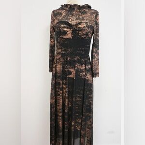 NEW Ted  Baker Black and Brown Long Sleeve Dress-Size 3 (US 8)